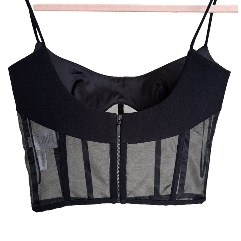 ROZIE CORSETS Tulle-Trimmed Crepe Corset Top in Black FR 36 - Picture 6 of 10